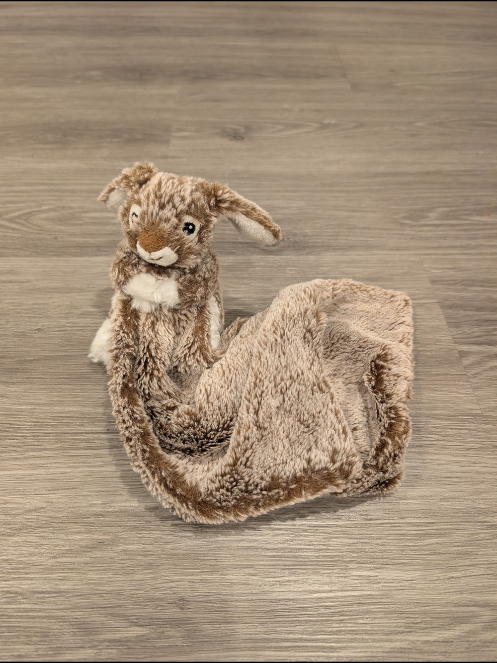 Plush Brown Bunny Lovey - Soft Brown Comfort Blanket for Kids